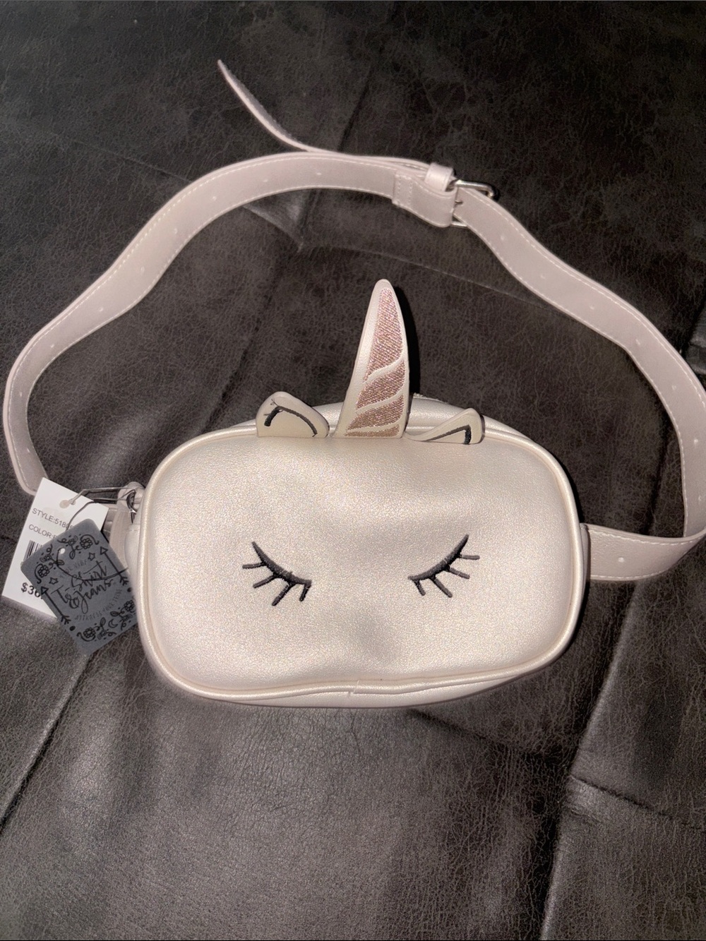 T-Shirt & Jeans Shimmery Pearl White Unicorn Belt Bag
